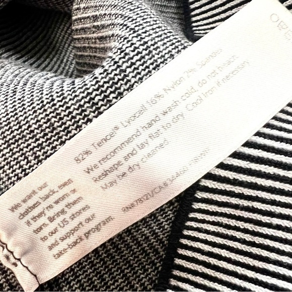 Eileen Fisher Black & White Mens Ringer Crew Neck Oversized Sweater Women Medium - Picture 9 of 10